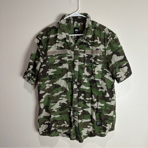 Stussy MFG Camo Button Up Shirt Size XL - Picture 1 of 8